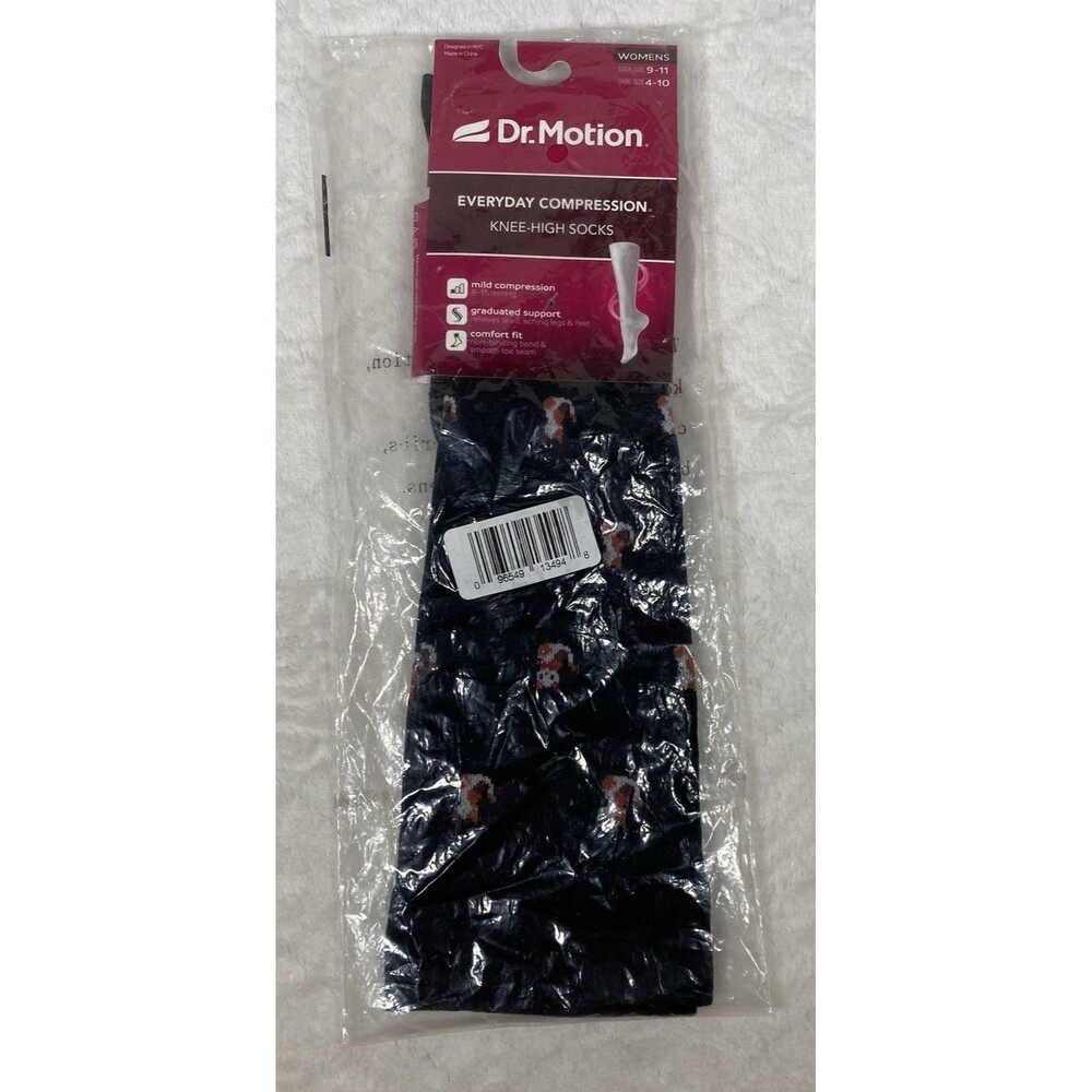 Dr. Motion Women’s Sz 9-11 Everyday Compression Knee Socks Cat Socks Brand New